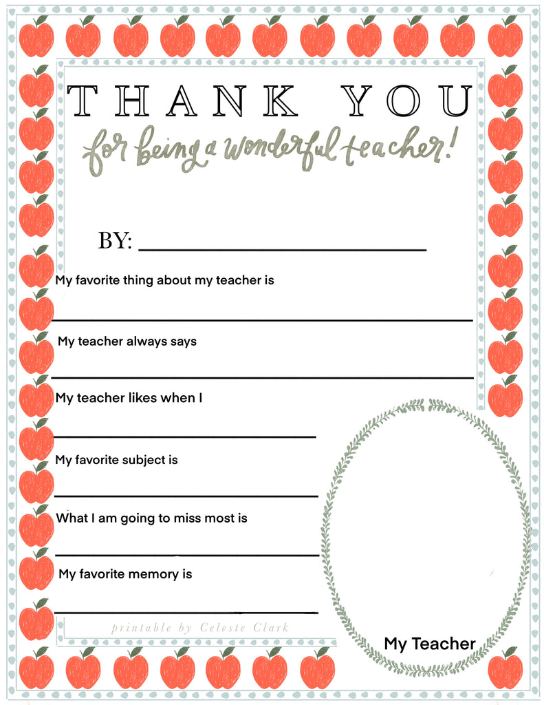 Teacher Appreciation printable